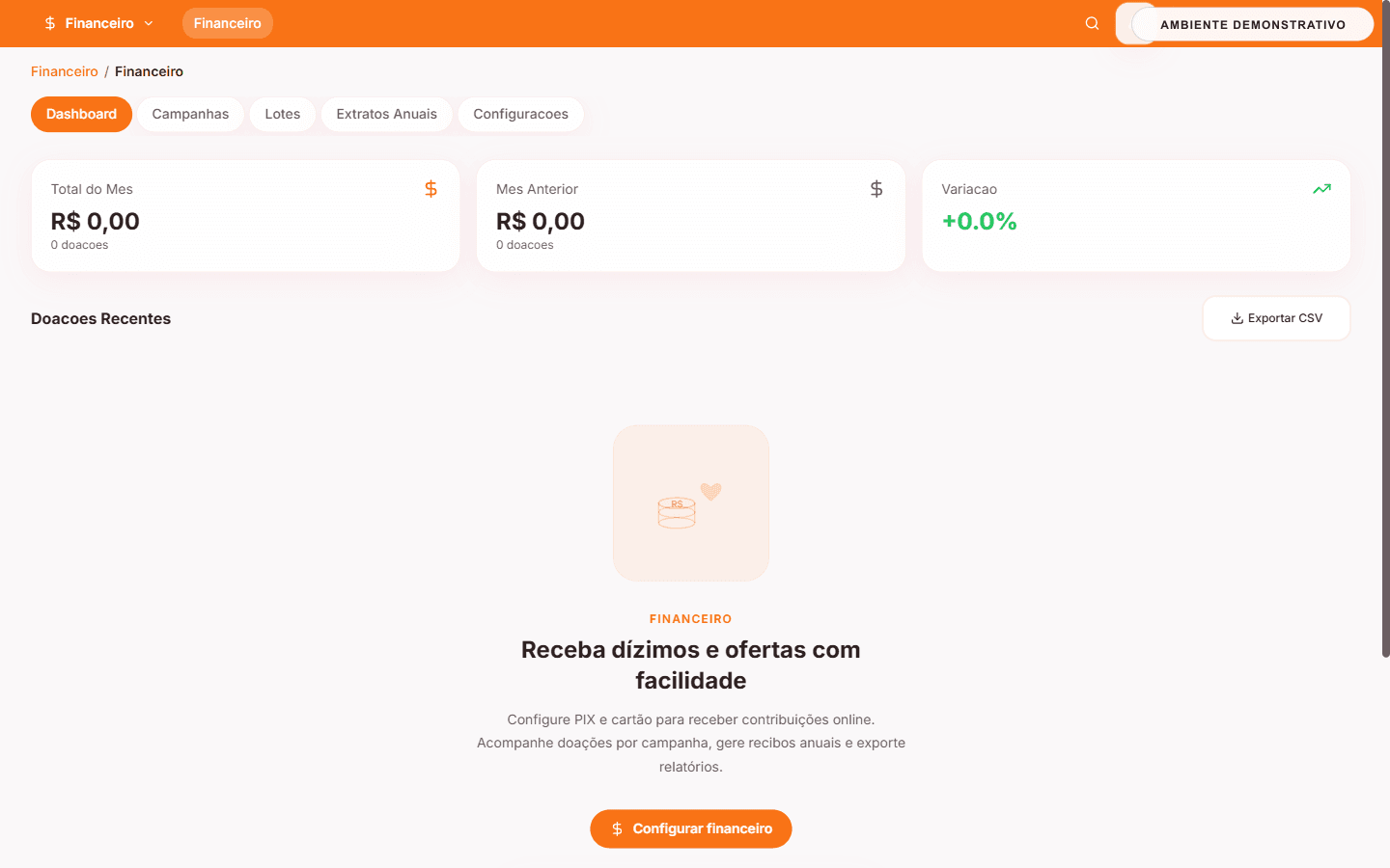 Tela real do módulo financeiro do Simplehi